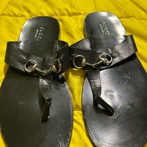 Gucci Black Leather Men’s Sandals 9.5